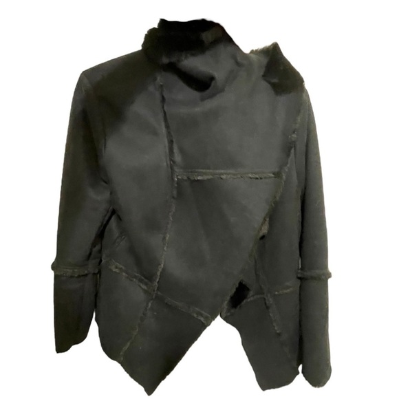 AKIRA FAUX SUEDE LEATHER FUR COAT, SIZE SMALL - Picture 9 of 16